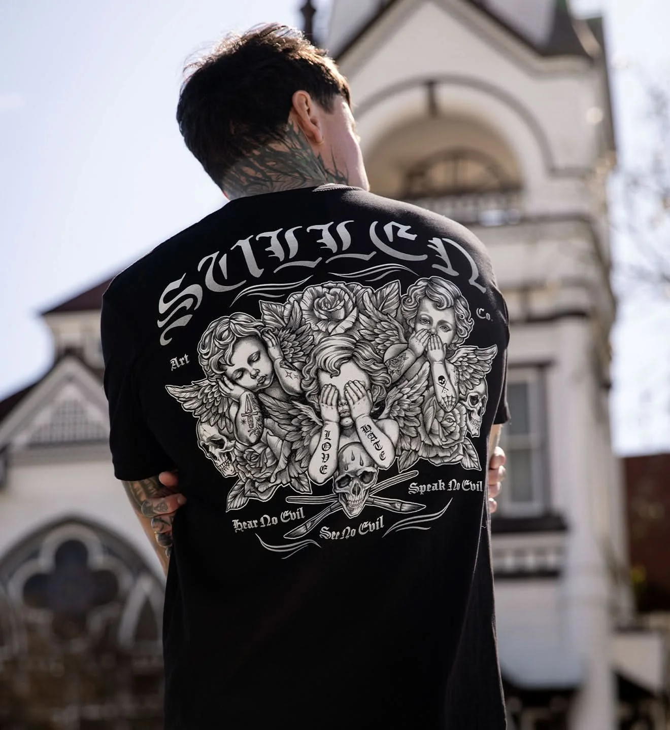 See No Evil Tattoo Art Street Fashion Casual T-Shirt Men's and Women's Luxury Brand Top