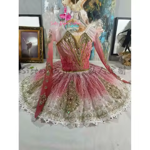 2024New high-end custom red gradient Paquita Variations Ballet TUTU dress Esmirada Performance competition dress women's costume