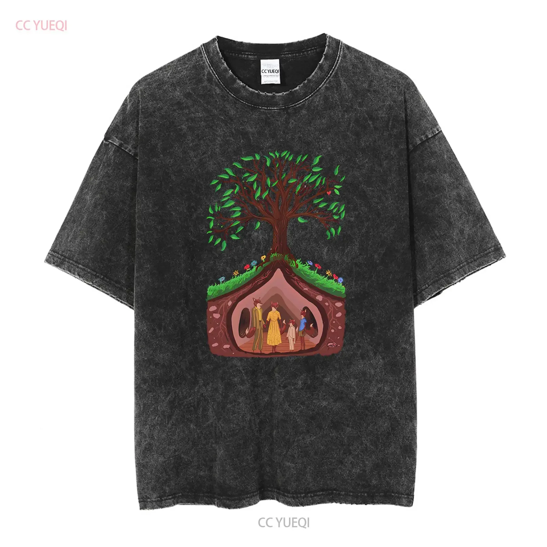 Fantastic Mr Fox Inspired T shirt Artwork Wes Anderson vintage Washed Casual streetwear Slightly Breathable Stretched Unisex