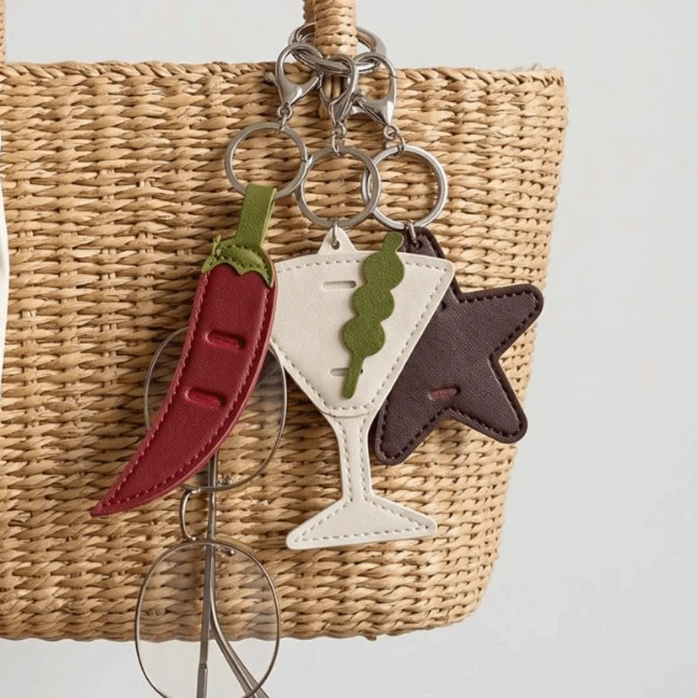 Trendy Hanger Pentagram Star Keychain Multi Functional Cartoon Bag Charm Fashion Korean Pu Leather Pendant Bag Ornament