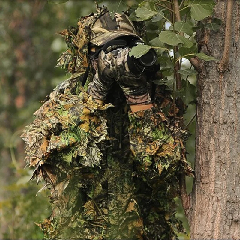 

Ghillie Suit 3d Camouflage Hunting Woodland Leaf Outdoor Maple Shooting Sniper Birdwatch Jungle Hooded Suit Tactical Clothes