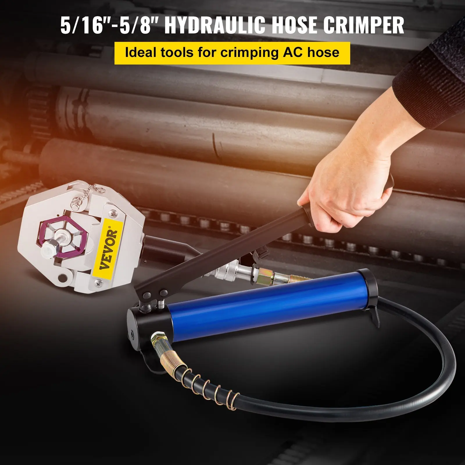 Manually Operated Manual Piston Valve AC Hose Crimper with 7 Dies Whole Set FS-7842B Separable Hydraulic Hose Crimper Kit