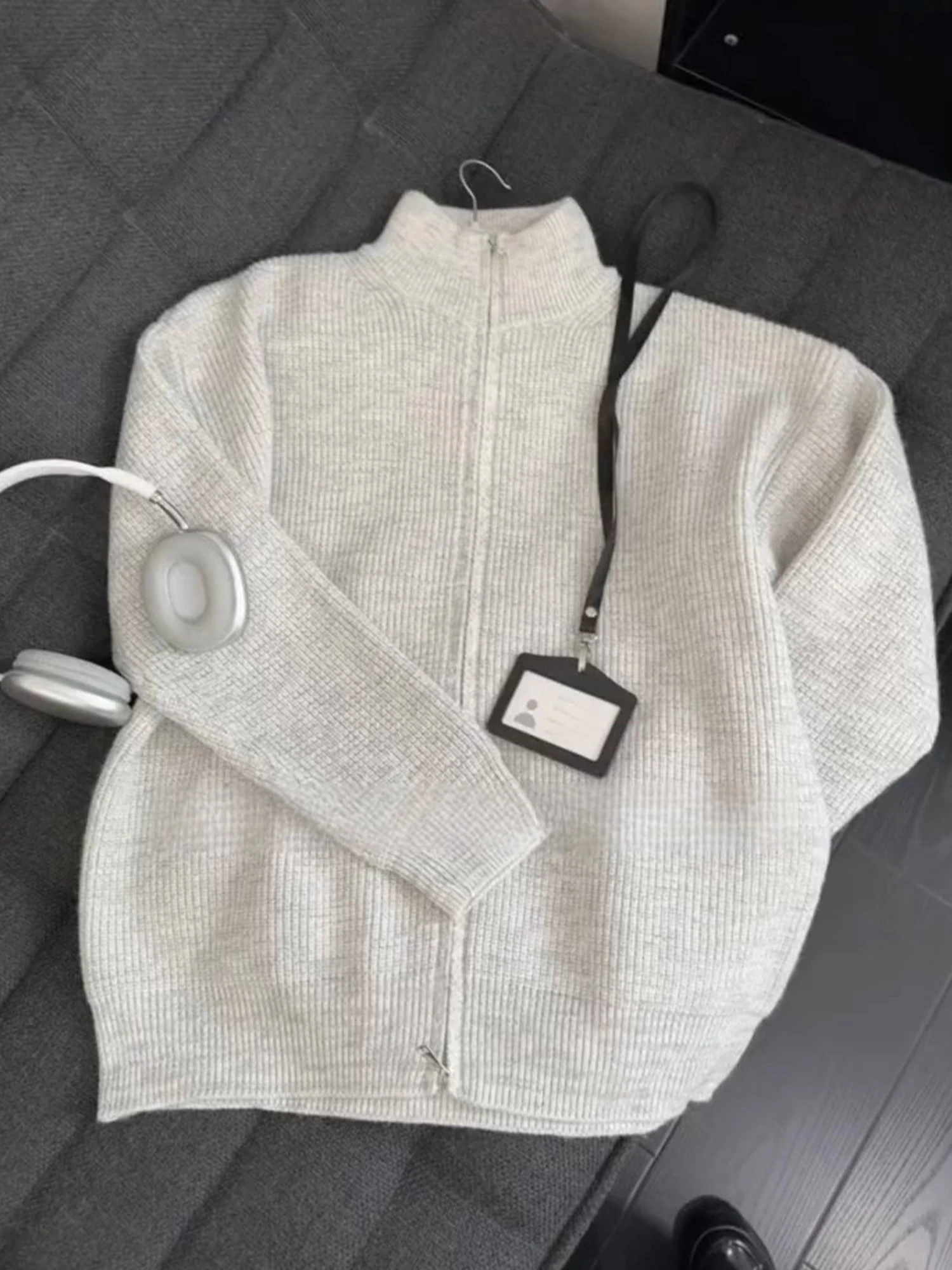 Maglione lavorato a maglia a collo alto Cleanfit da uomo autunno inverno con doppia cerniera cappotto cardigan con colletto alla coreana americano