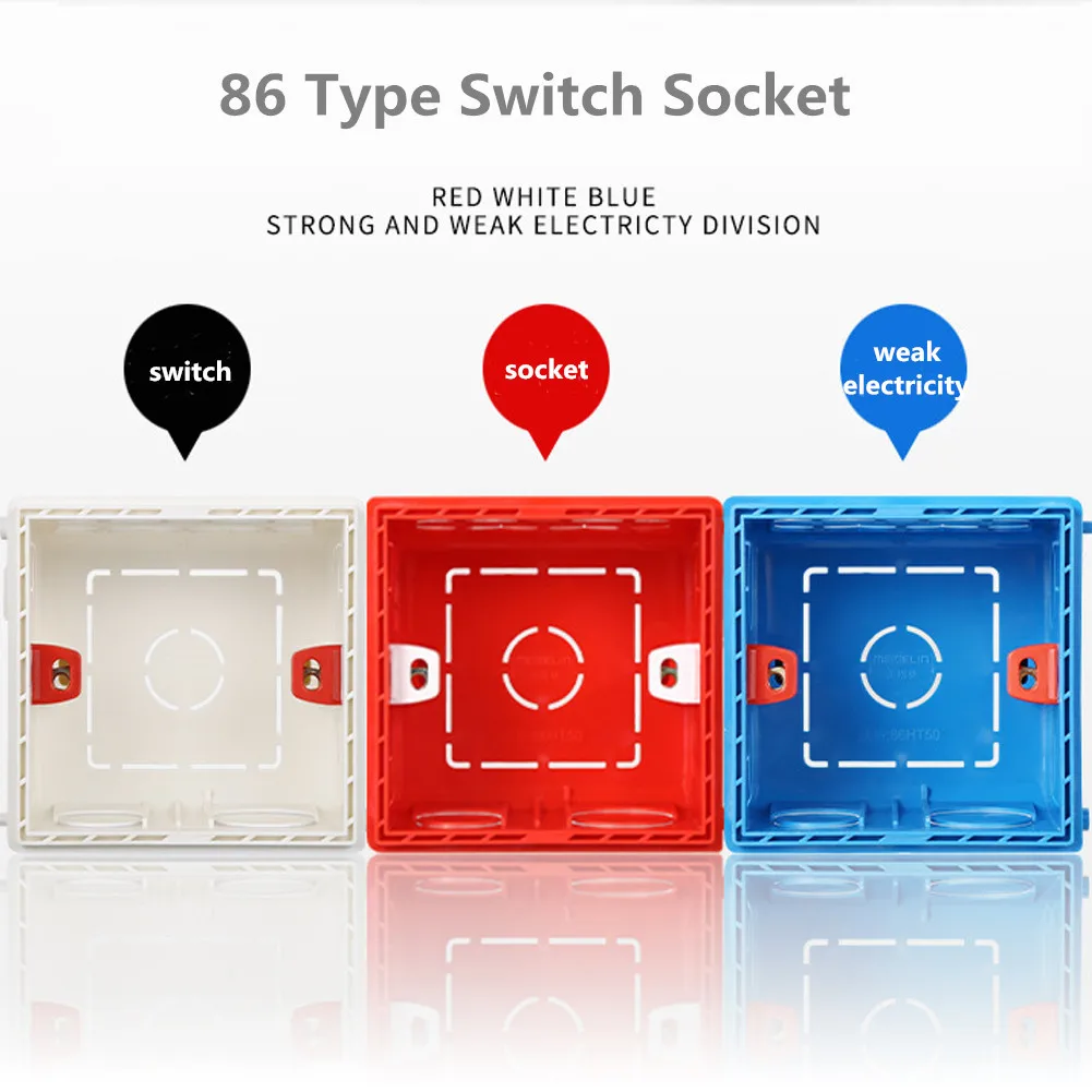 

86 Type Switch Socket Atlectric Mounting Box Cassette Switch Socket Junction Box Hidden Concealed Internal White Red Blue