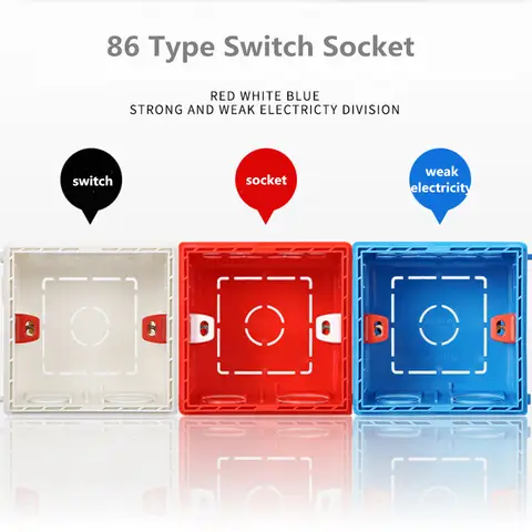 86 타입 스위치 소켓, Atelectric 마운팅 박스, 카세트 스위치 소켓 정션 박스, 숨겨진 내부 화이트, 레드, 블루