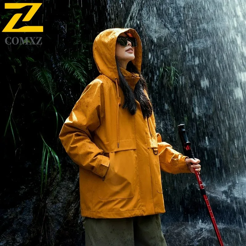 COMXZ الرجال السائق سترة عالية الموضة يندبروف في الهواء الطلق مقنعين الخريف الصيد السفر الستر مقنعين جديد المشي معطف الحد الأدنى #1