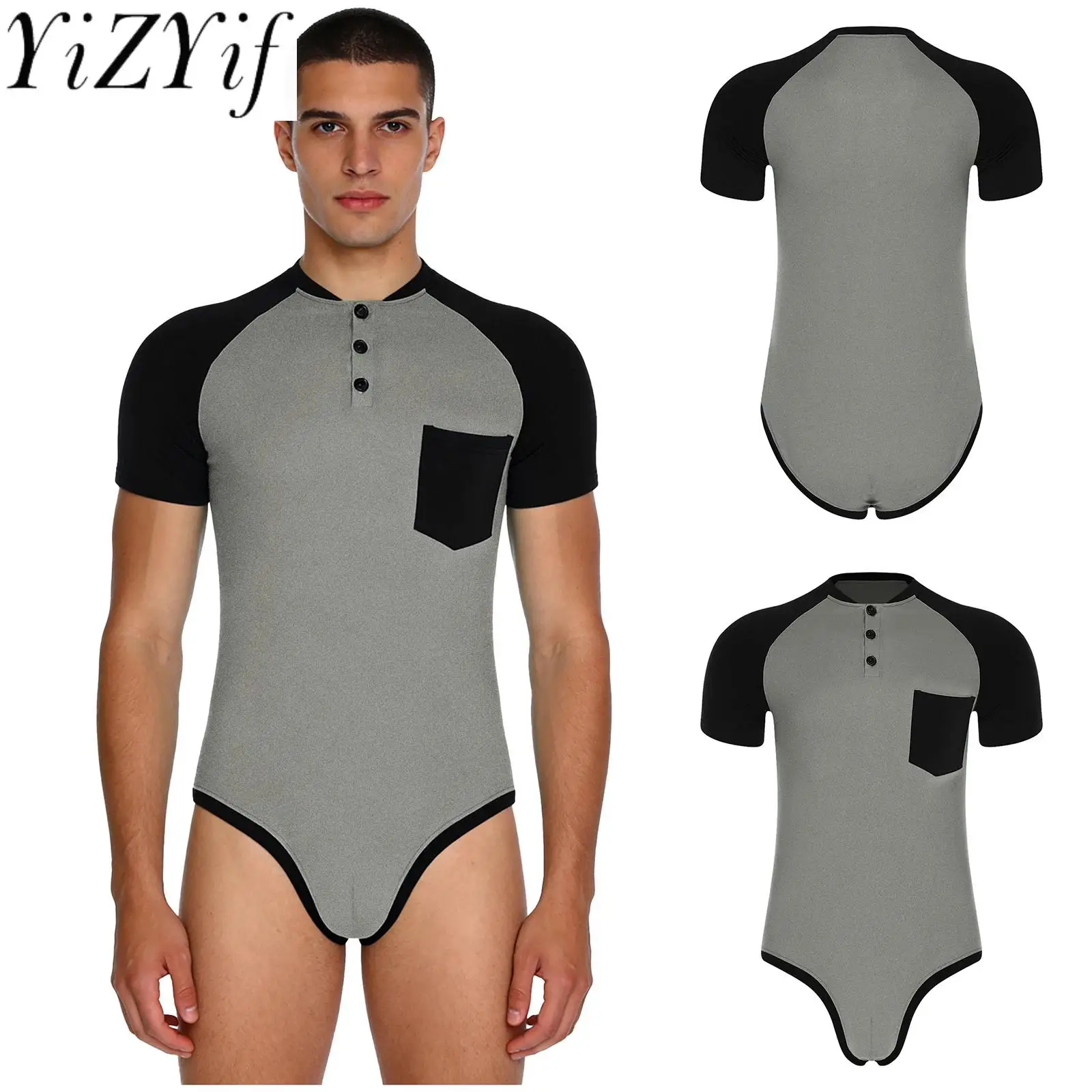 

Мужской спортивный тренировочный боди с коротким рукавом, эластичный тренировочный комбинезон с открытой промежностью для спортзала, спортивная одежда для плавания, бодибилдинга