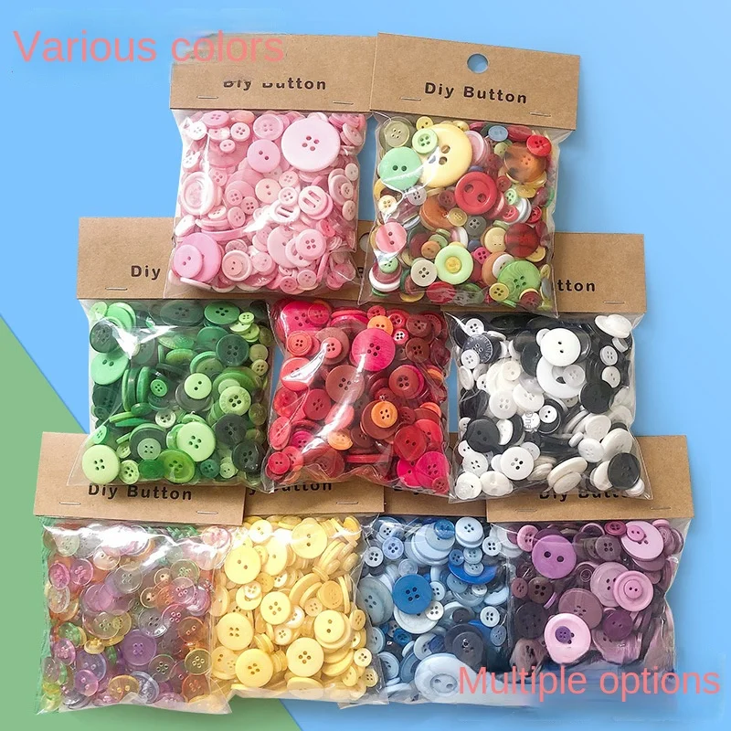 150g/Bag Assorted Sizes Mixed Colorful Resin Buttons Round Craft Buttons for Sewing DIY Crafts Handmade Manual Button Painting