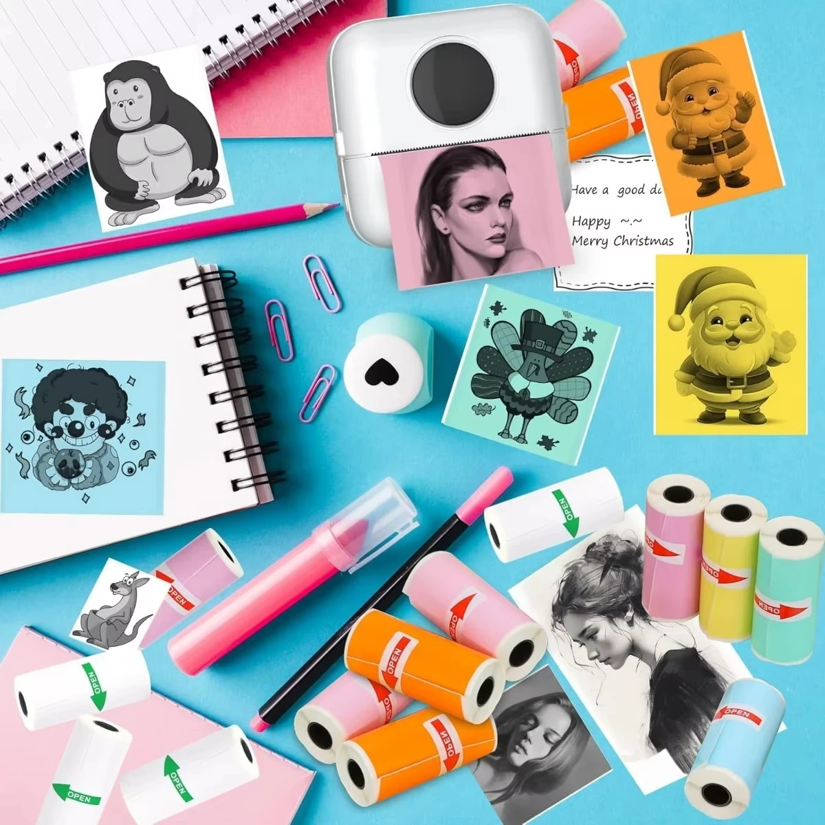 

Стержни для детских фотонаклеек: термобумага без BPA 57x30 мм — желтый/синий/розовый