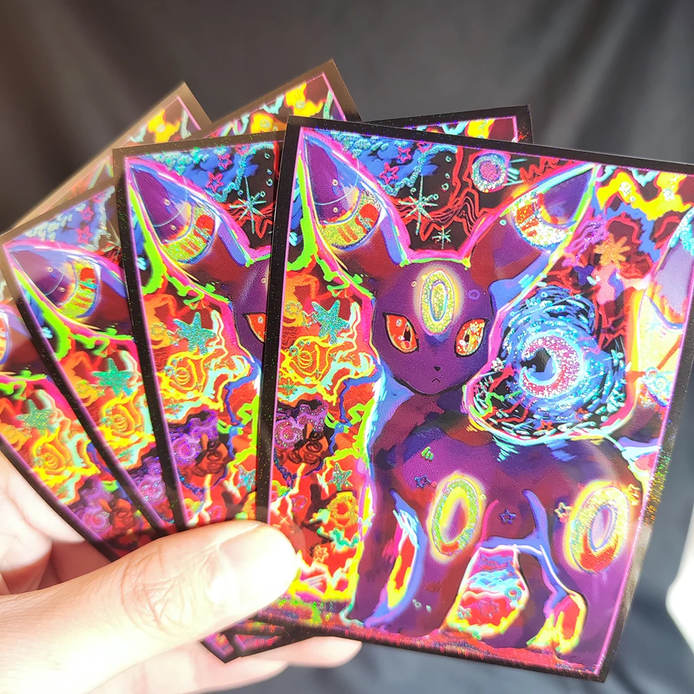 50PCS 66*91mm Holographic Anime Cards Sleeves Board Game Trading Card Protector Perfect Fit PTCG Card