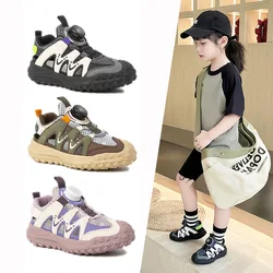 Summer Children's Sneakers Fashion New Rotary Button Shoes Boys Girls School Versatile Causal Mesh Tennis Kid's Sport Sandals