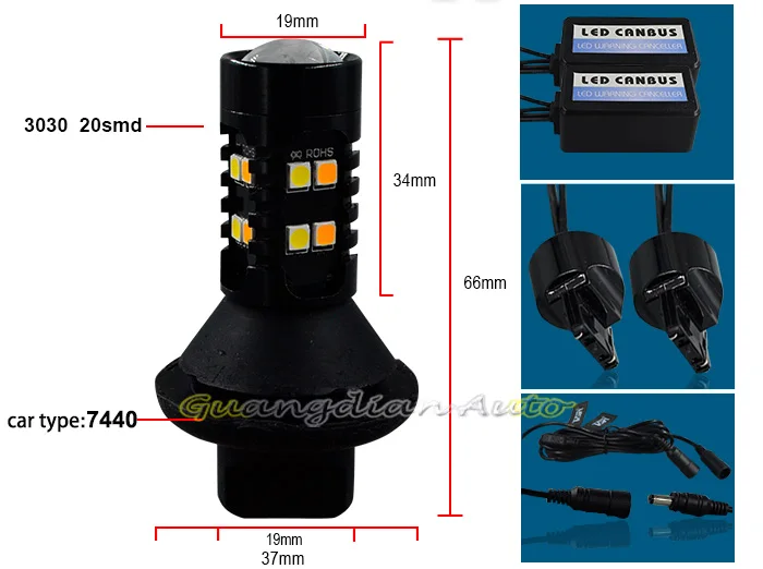 Car Accessories For Honda Jazz Fit GE6/7/8/9 2007-2015 T20 7440 Led Daytime Running Light Turn Drl 2in1