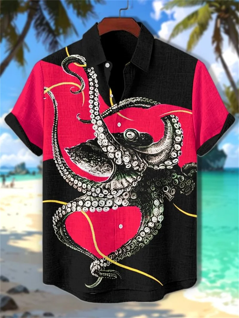 

Fun Alien Pattern Shirt Men's Short Sleeve Shirt 3D Printed Men's Clothing Casual Collar Top Summer Clothing