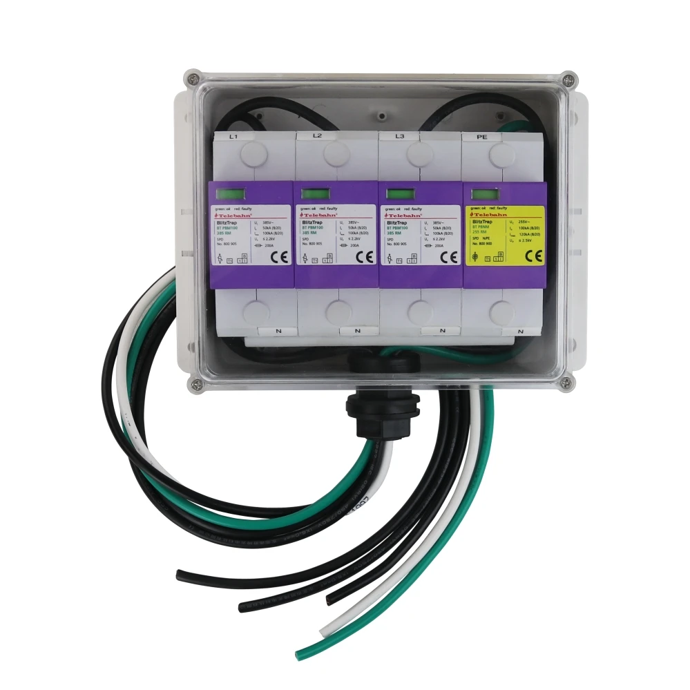 275V/385V/255V 50-100kA AC surge protector box, three-phase power surge protection device box