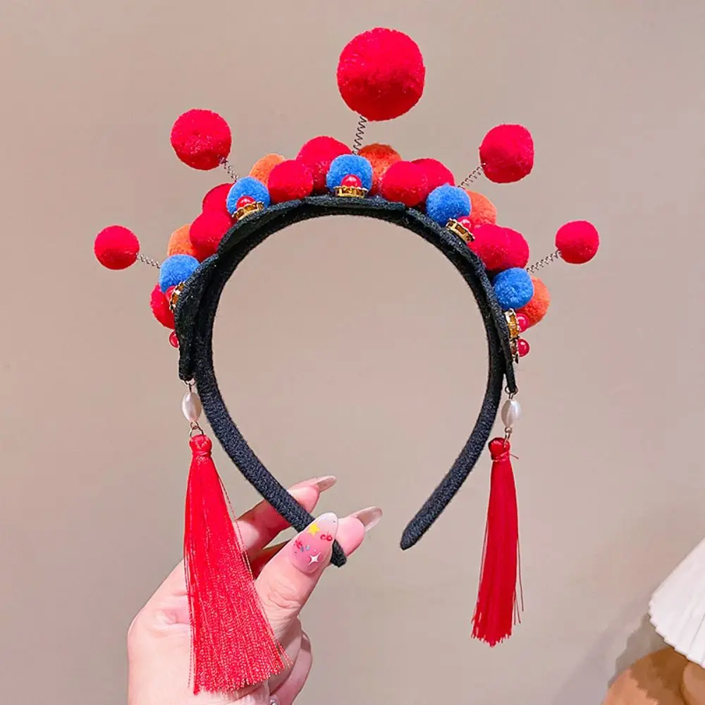 

Tassel Beijing Opera Headband Pearl Hanfu Headwear Tang Suit Hair Hoop Girl Hair Accessories Chinese New Year Headwear Daily