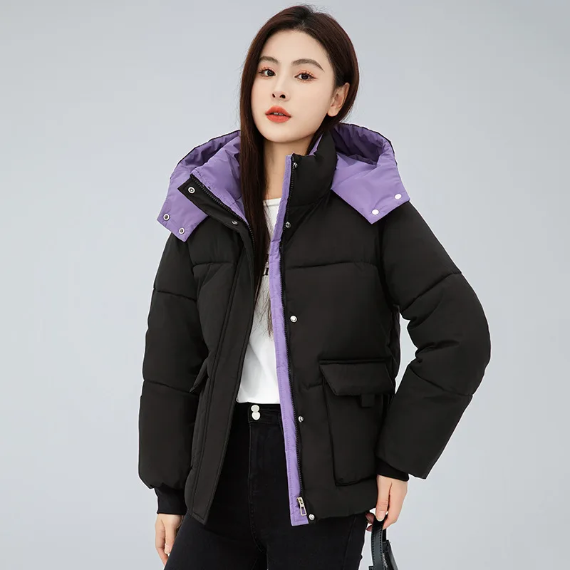 

New Women's Down Cotton Jacket Short Winter Hooded Bread Coat Padded Jacket Female Korean Loose Warm Parker Cotton Clothes