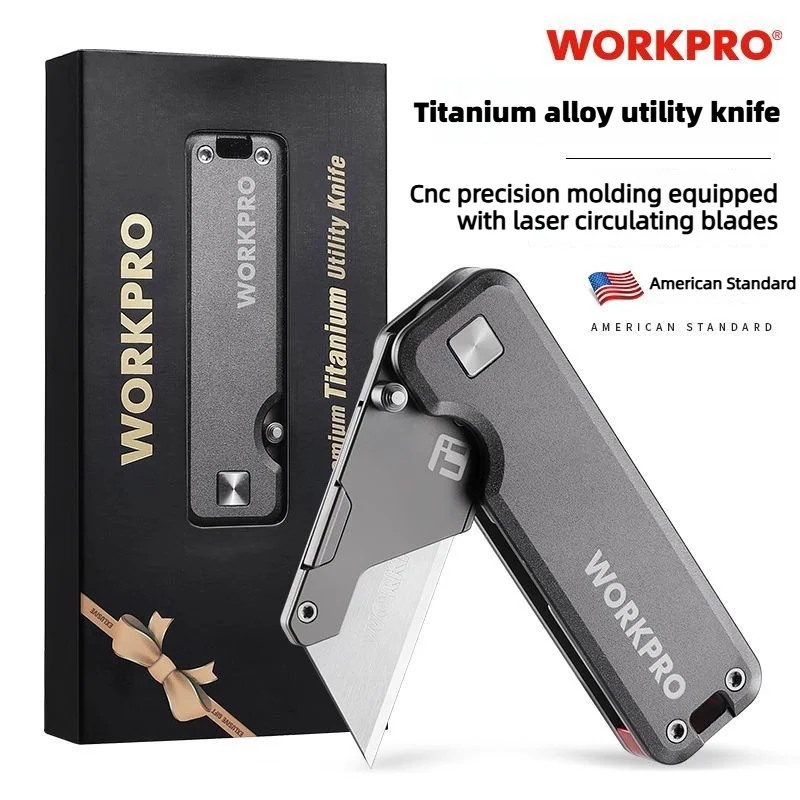 workpro-titanium-alloy-multifunctional-utility-knife-portable-folding-knife-equipped-with-10-blades-hand-edc-tools-box-cutter
