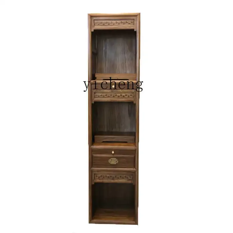 TQH black walnut solid wood three-layer shrine cabinet, shrine offering table, shrine household modern ancestor cabinet