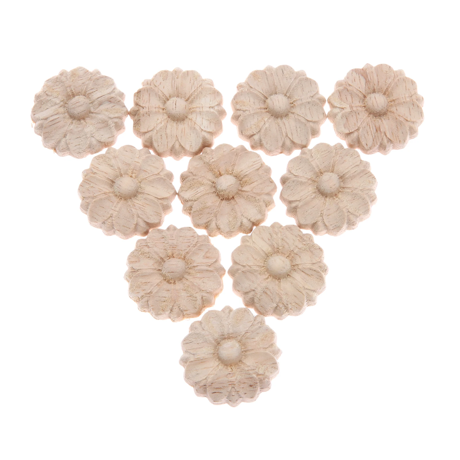 10 قطعة 3 سنتيمتر الخشب منحوتة الزاوية الإطار زين راصعة ملصق مائي زهرة مستديرة نحت الحرفية الشارات للمنزل خزانة باب مضمد السرير ديكور