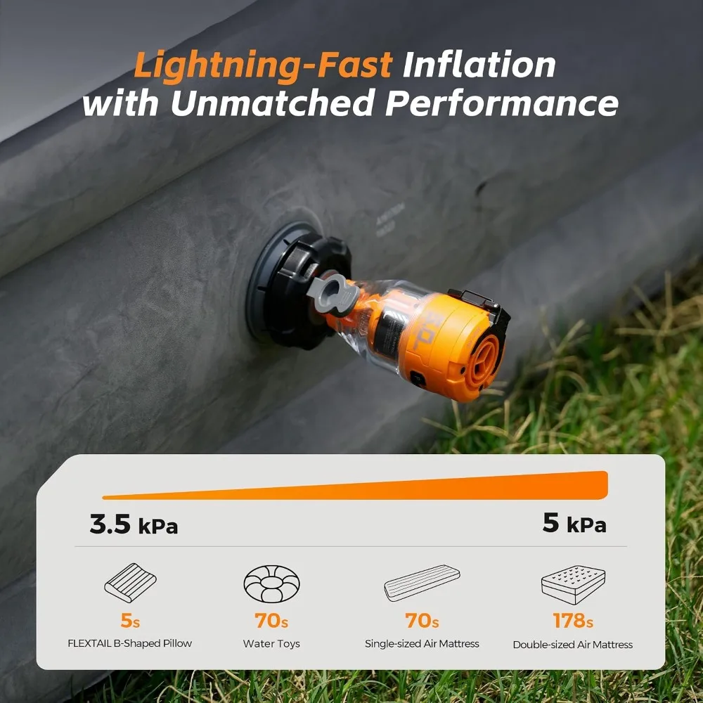 Portable Air Pump 5Kpa 500L/min for Inflatables with Camping Light, Electric Pump for Mattress Boat
