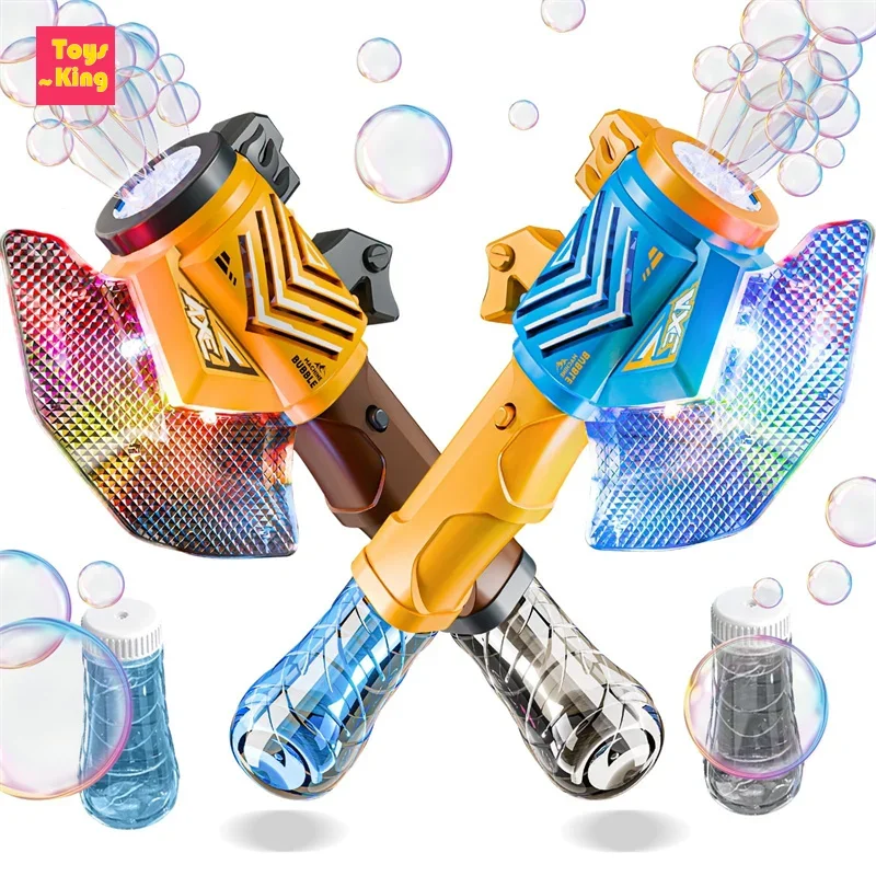 Máquina de burbujas de hacha, palo de burbujas automático de mano con luz fría, soplado de jabón, juguetes para niños, juego de fiesta al aire libre, regalos de navidad