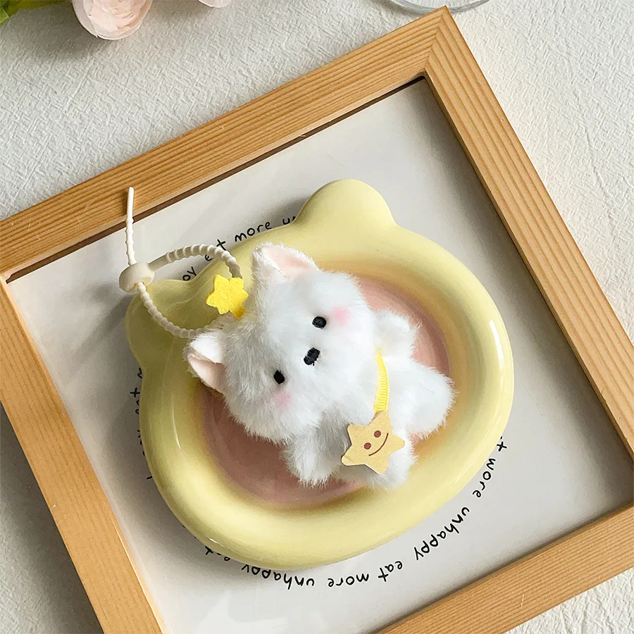 Lindo divertido cachorro de estrella muñeco de peluche colgante creativo regalo de cumpleaños Mini lindo cachorro muñeco de peluche suave bolsa colgante llavero de coche