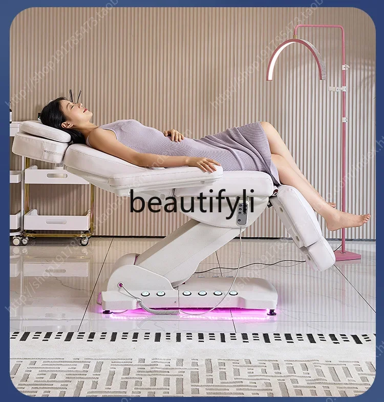 High-end electric lifting beauty bed with foot control heating integrated, fully automatic