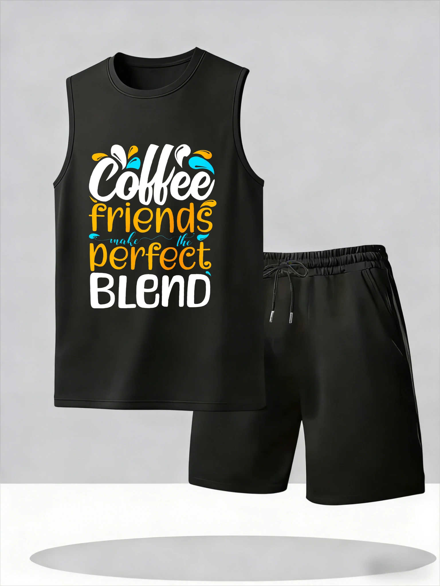 

Men's Tank Top Sets 2026 Summer Thin Quick Dry Two-piece sets sets for men beach seaside oversize crewneck Breathable sports