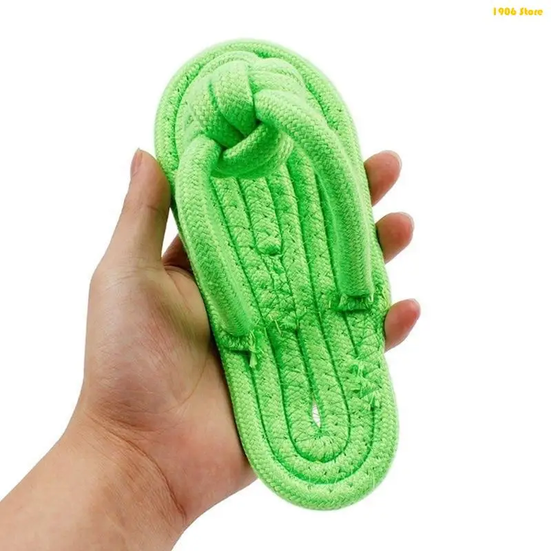 U1JB Handmade Braided Dog Toy Slippers for Puppies Chewing Durable Rope Playtimes Fun