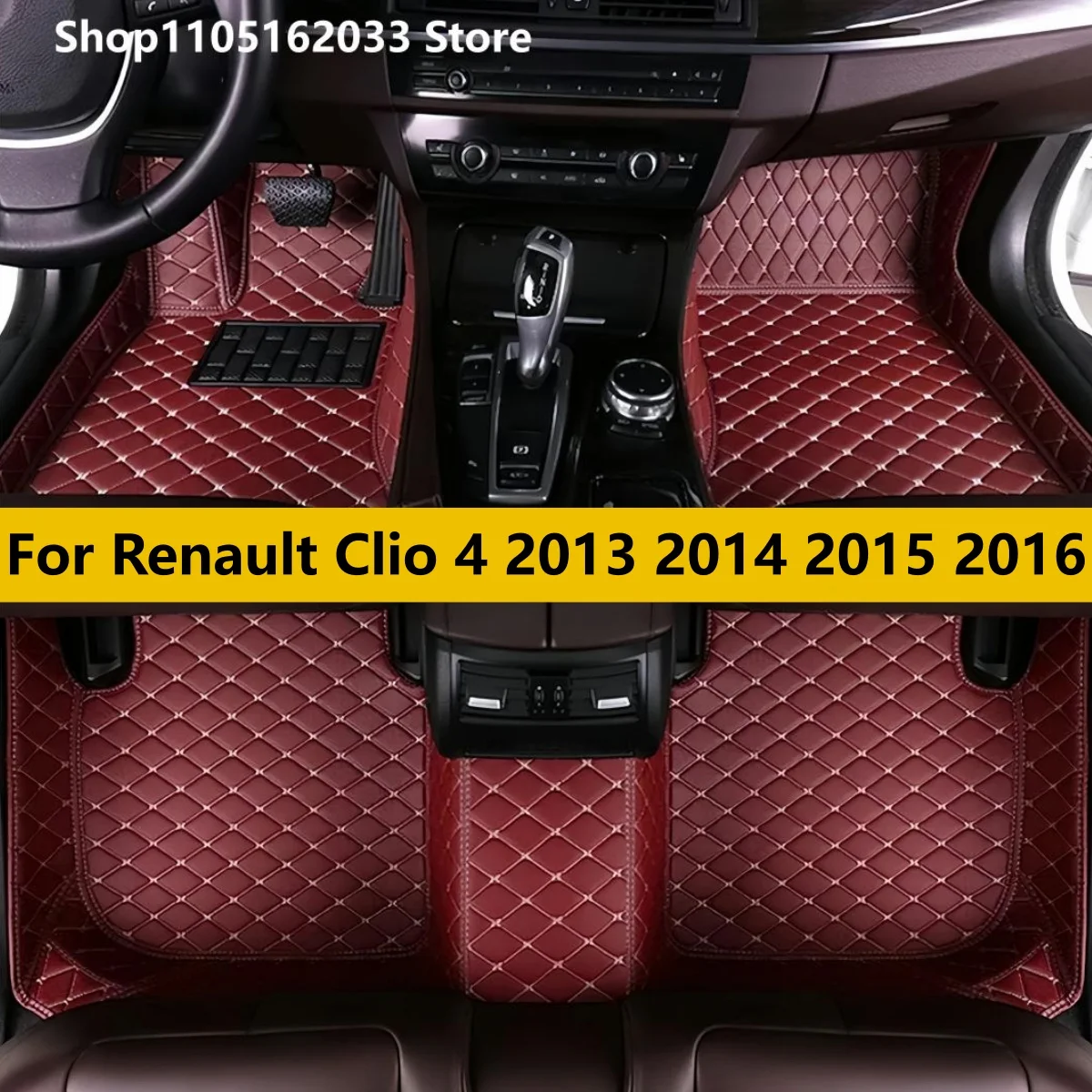 

Custom Auto Leather Car Floor Mat For Renault Clio 4 2013 2014 2015 2016 Car Mat Full Set Waterproof Accessories
