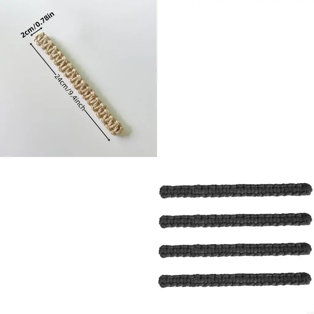 62KD Nordic Woven Rope Curtain Tiebacks Cotton Linen Window Drape Tie Clip Set of 4