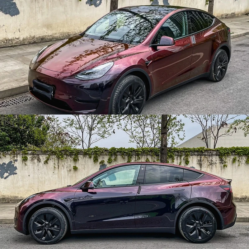 High Glossy PET Madeira Red vinyl wrap film gloss Chameleon Midnight Red chameleon vinyl wrap film for Motorcycle stickers view 6