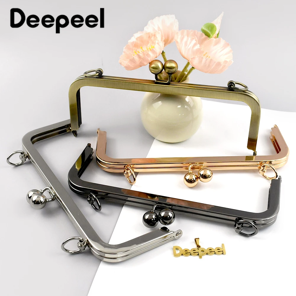 

1/2Pcs Deepeel 20/25cm Metal Square Kiss Clasp Smooth Bead Head Handles Purse Handbag Frame Brackets DIY Hardware Accessories