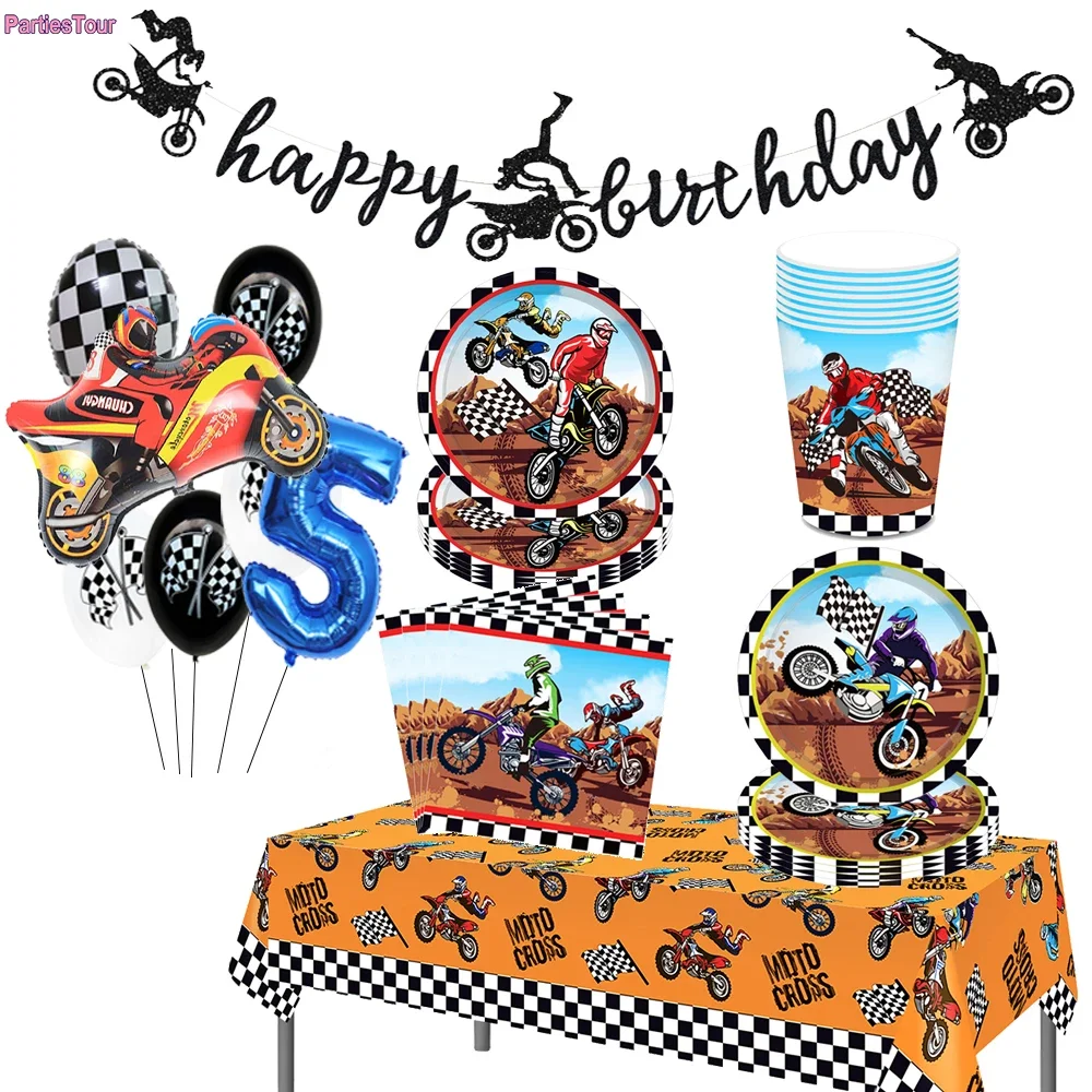 

Motorcycle Theme Party Plates cups balloon Motocross Tableware Dirt Bike Party cups Kids Motorcycle Birthday party Decorations