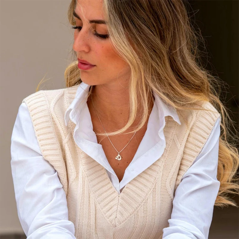 Customized Hebrew Name Necklace Personalized Initial Pendant Stainless Steel Necklace Women's Jewelry Valentine's Day Gift