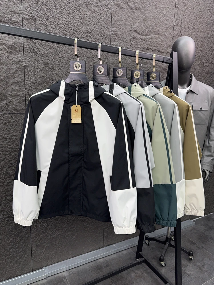 

Svip Sli Мужская повседневная куртка с капюшоном Удобная весенняя верхняя одежда Многослойная сращивание 3D пошивная модная уличная одежда