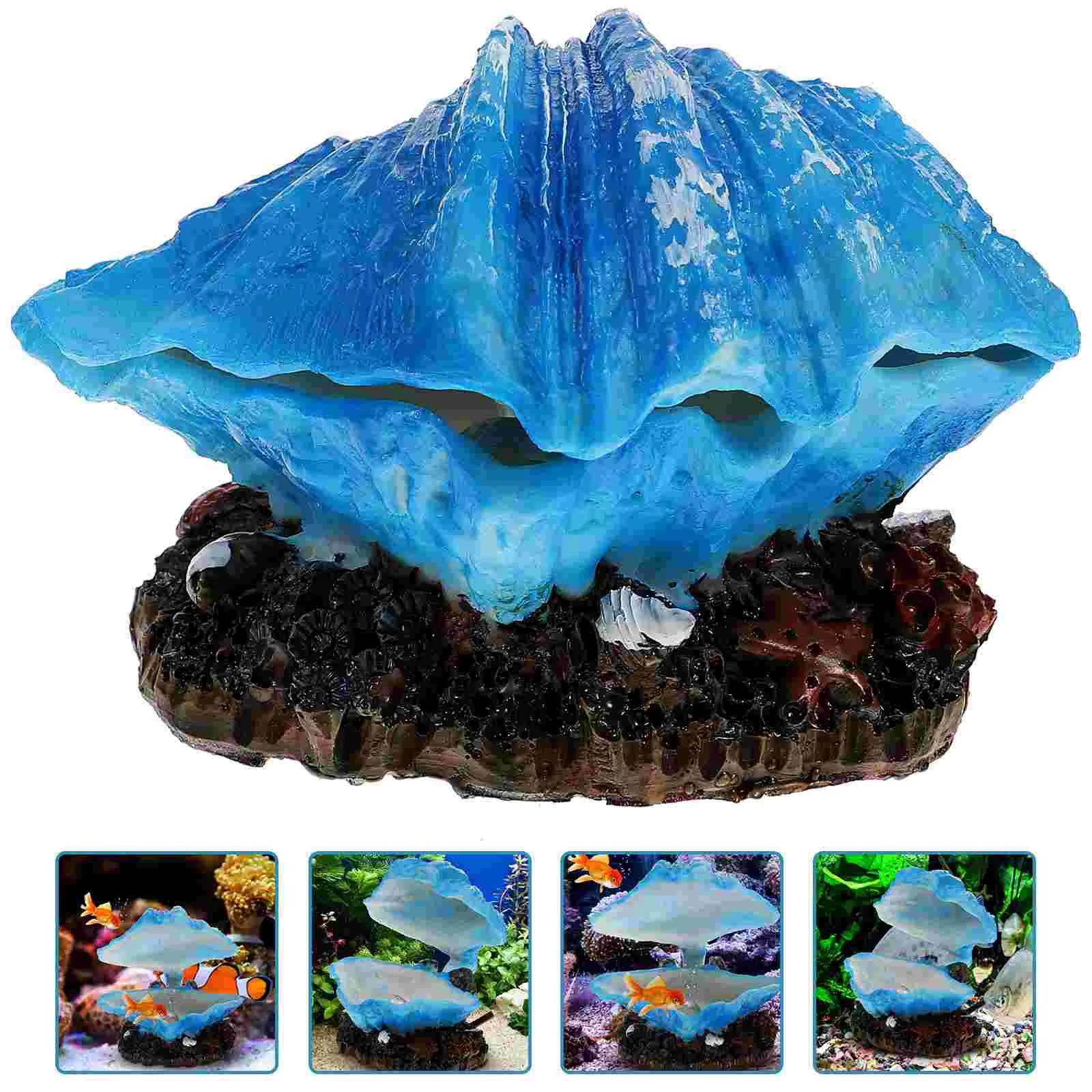 Fish Tank Aquarium Shell Sea Water Decoration Hideout Place Model Blue Resin Craft