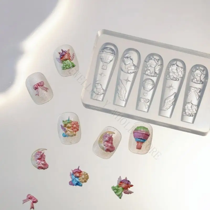 R7UF Clear Transparent Silicone Mold 5 Cavity 3D Wing Resin Casting Mould