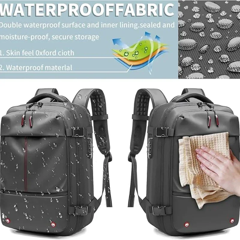 60L Expandable Travel Backpacks Vacuum Compression Backpack With Pump Anti Theft Vacpack  Airline Approved Business School Bag