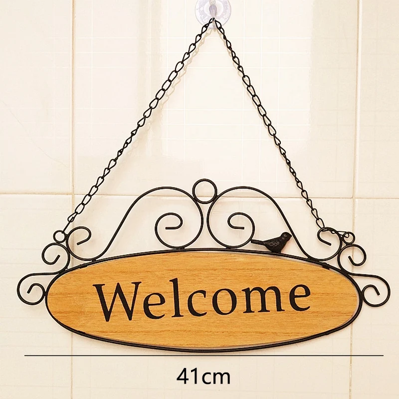 Welcome Door Signs Decorative Wood Hanging Sign Home Plaque Garden Bar Cafe Shop Store Front Door Wall Hanging Decoration