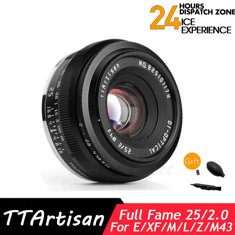 TTArtisan 25mm F2 Camera Lens for Sony E Mount a6300 Fujifilm XA XT4 XT30 Canon M50 R7 R10 Panasonic Olympus M43 Nikon ZFC Z50