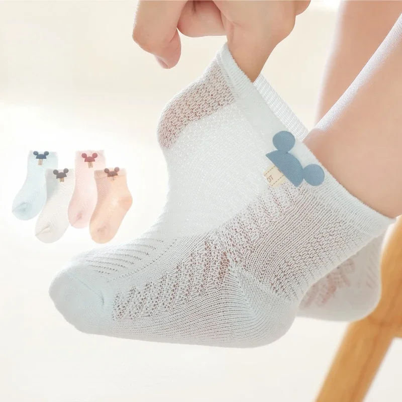 

Summer Thin Baby Short Tube Newborn Ventilation Sweat Absorption Children Mesh Socks Boy Girl Anti-Slip Cotton Soft Cute Style