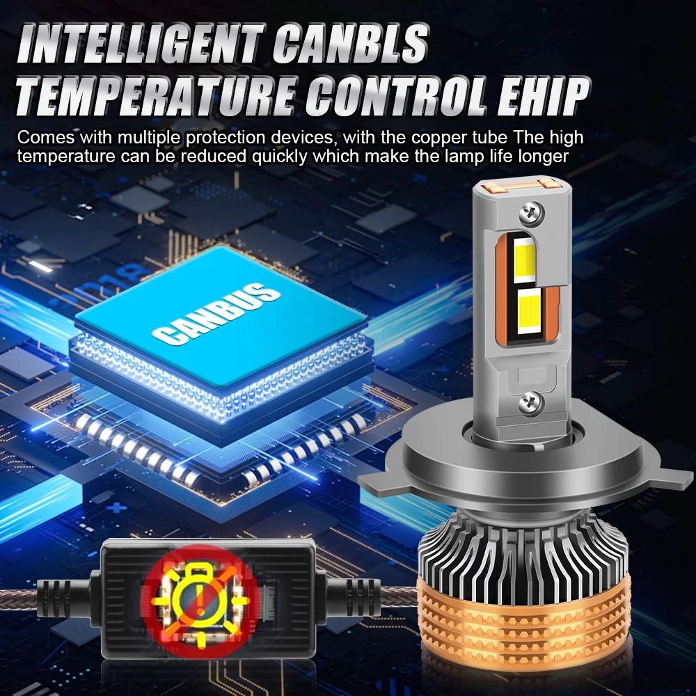 

Universal H4 High Low Beam LED Headlight 220W High Lumen 20000LM Super Bright 6000K CANbus 12V Auto LED Lights 4 Copper Tube