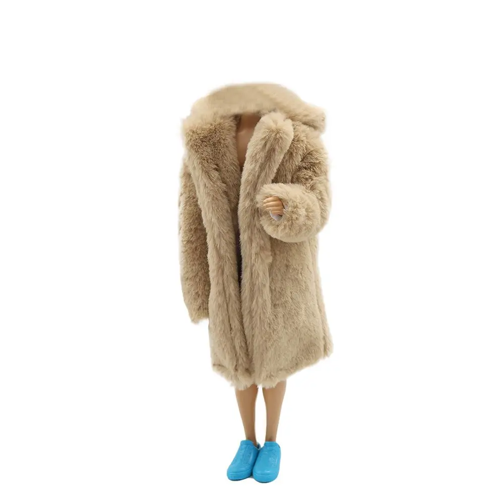 30CM Doll Clothes Fashion Long Fur Coat Big Collar Plush Overcoat For 27-29cm Dolls Accessories Everyday Wear Kids Toy