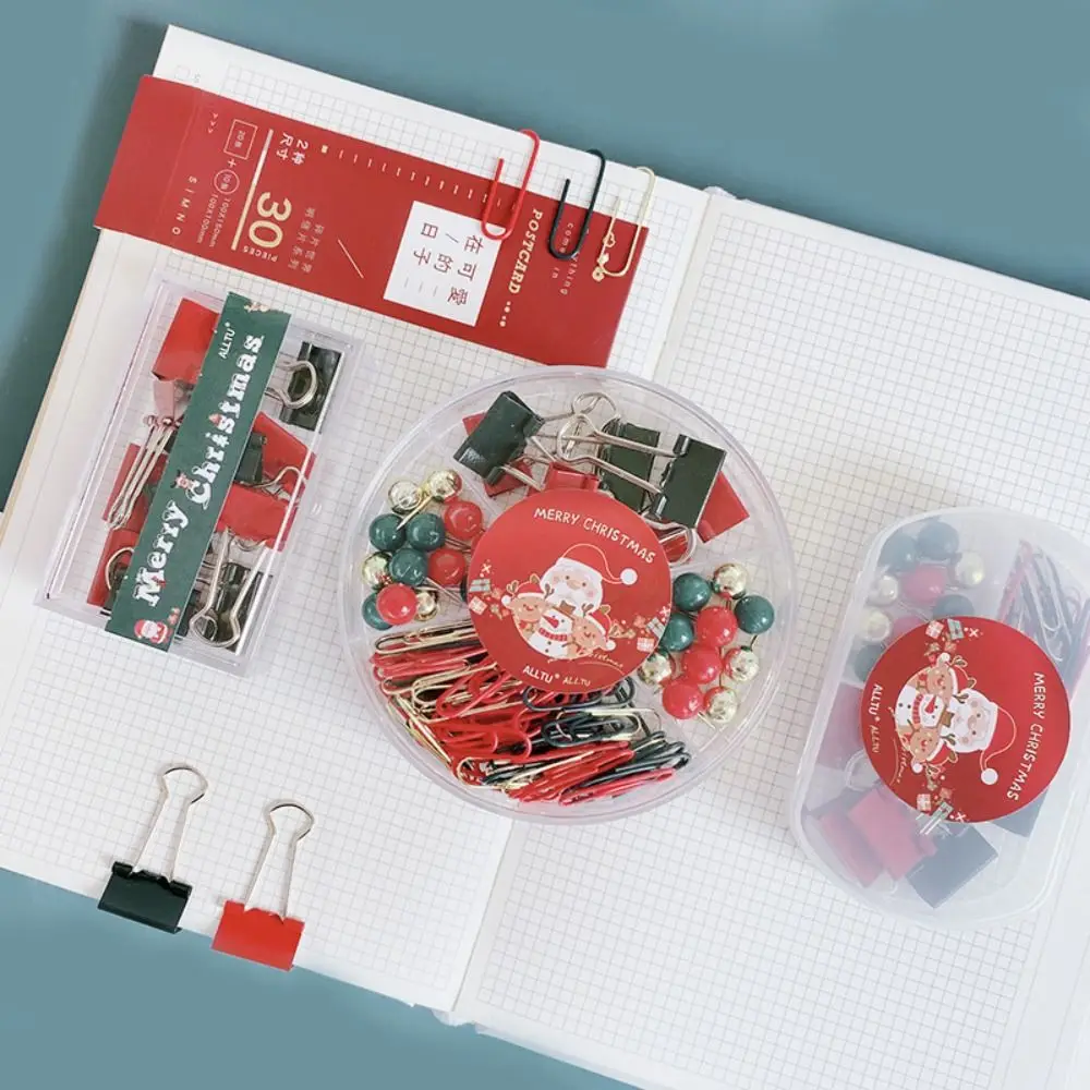 바인딩 용품 크리스마스 시리즈 바인더 클립 긴 꼬리 클립 편지지 푸시 핀 종이 클립 금속 폴드백 클립