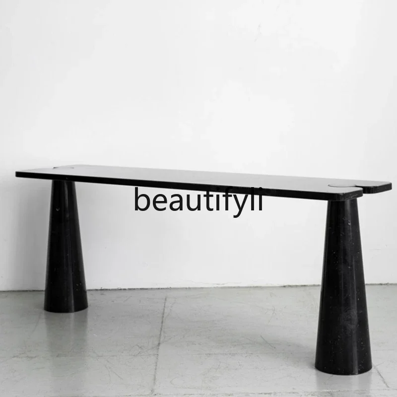 

A15 Italian simple natural marble against the wall entrance table Designer hotel villa entrance entrance table
