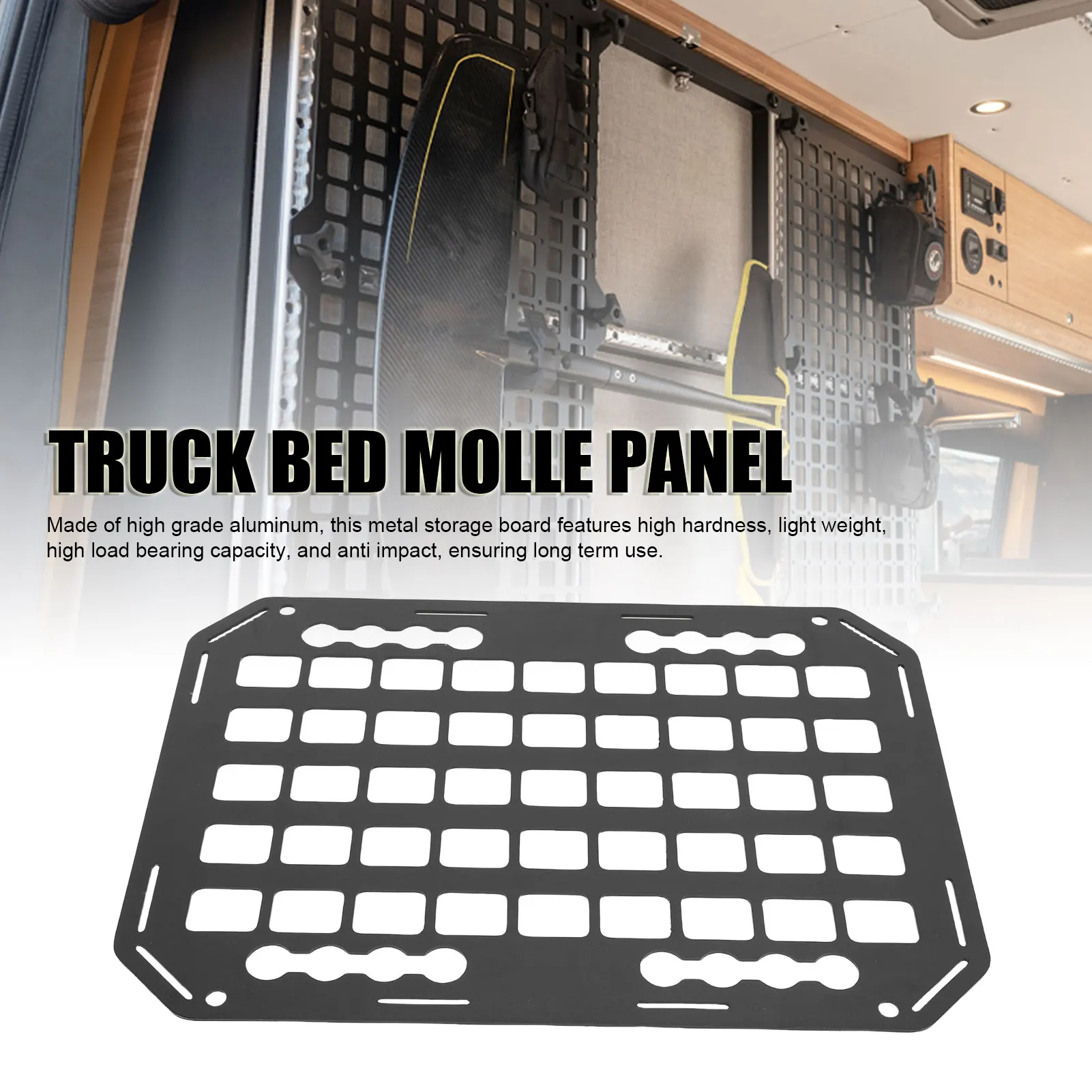 

Панель-органайзер L-Track Molle для кузова грузовика, 11x15.3x0.1 дюйма, алюминиевая, для хранения грузов в автомобилях, внедорожниках, пикапах, автодомах