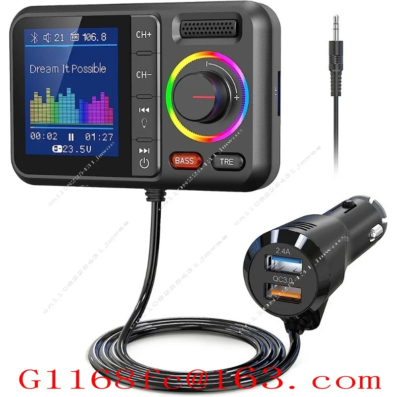 New MP3 Bluetooth Player with Large Screen, Plug-in USB Flash Drive, Cigarette Lighter, Bluetooth Car Charger, FM Transmitter
