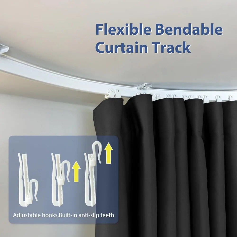 Extra Wide Blackout Room Divider Curtains with Ceiling Mounted Track Sets for Bedroom Privacy Partition