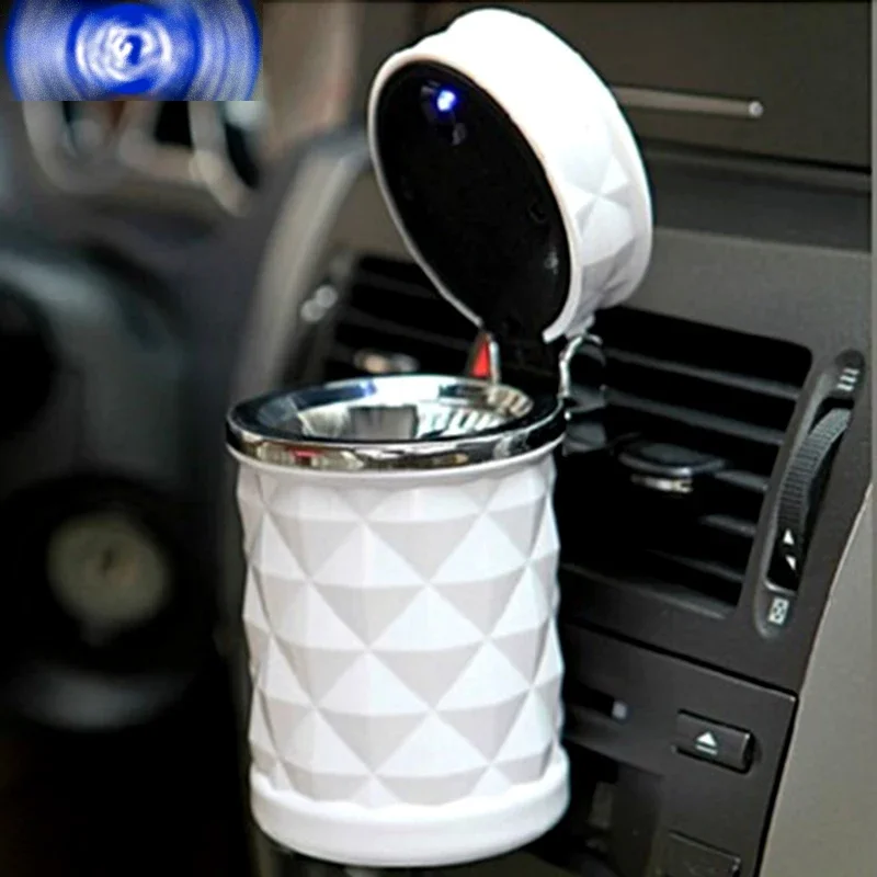 

Car Ashtray with Led Light Universal Car Portable Diamond Cut Cigarette Cylinder Holder Auto Ash Storage Tools Accessories